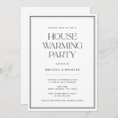 Invitation Fête minimaliste Noir & Blanc (Devant / Derrière)