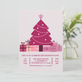Invitation Fête minimaliste Red Merry Festive (Debout devant)