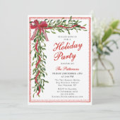 Invitation Fête Mistletoe Bow Fête de Noël moderne (Debout devant)