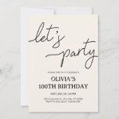 Invitation Fête moderne 100e anniversaire (Devant)