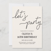 Invitation Fête moderne 16e anniversaire (Devant)