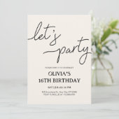 Invitation Fête moderne 16e anniversaire (Debout devant)
