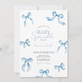 Invitation Fête Moderne Bébé Blue Bow (Devant)