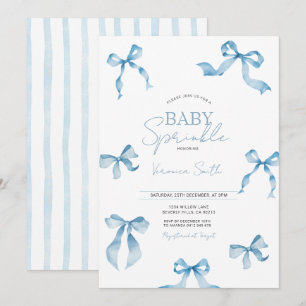 Invitation Fête Moderne Bébé Blue Bow