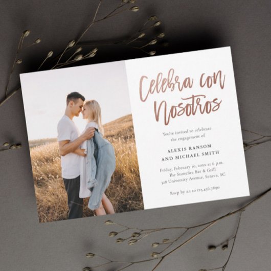 Invitation Fête moderne Celebra con Nosotros Photo Engagement