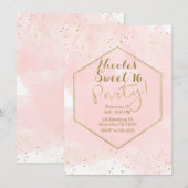 Invitation Fête Moderne de 16 Ans Rose Rouge et Éclaboussures (Devant / Derrière)