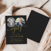 Invitation Fête Moderne de 80 Ans 2 Photos