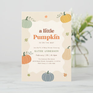 Invitation Fête Moderne de Bébé Citrouille Automne