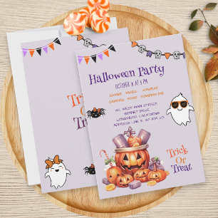 Invitation Fête moderne de bonbons de citrouille pour enfants