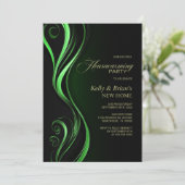 Invitation Fête moderne de chauffage vert noir (Debout devant)