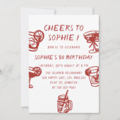 Invitation Fête Moderne de Cocktail pour les 30 ans d'anniver (Devant)