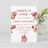 Invitation Fête Moderne de Cocktail pour les 30 ans d'anniver (Debout devant)