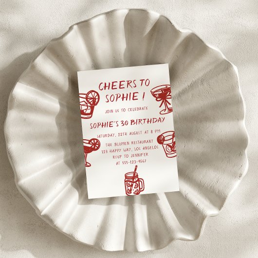 Invitation Fête Moderne de Cocktail pour les 30 ans d'anniver