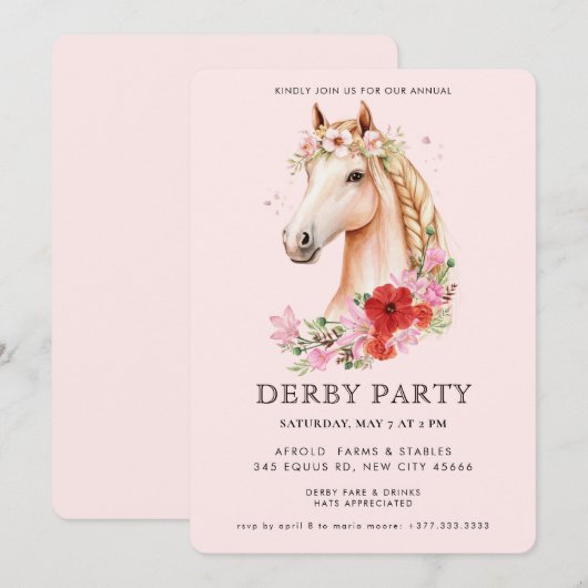 Invitation Fête moderne de Derby (Devant / Derrière)