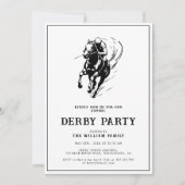 Invitation Fête moderne de Derby avec cheval de course noir e (Devant)