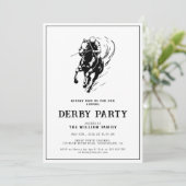 Invitation Fête moderne de Derby avec cheval de course noir e (Debout devant)