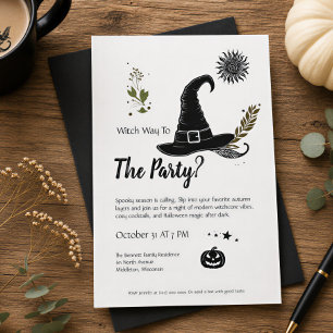 Invitation Fête moderne de Halloween monochrome sur le thème