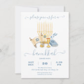 Invitation Fête moderne de Hanouka à l'aquarelle (Devant)