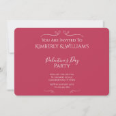 Invitation Fête moderne de la Saint-Valentin rose (Devant)