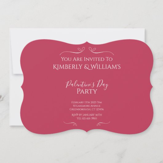 Invitation Fête moderne de la Saint-Valentin rose (Devant)