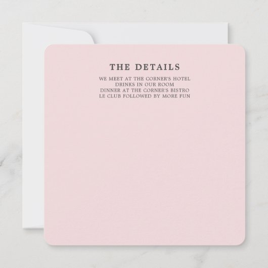 Invitation Fête moderne de la teinte blush (Dos)