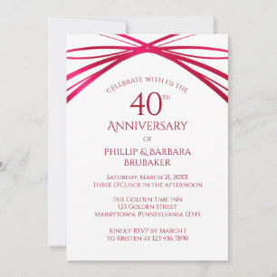 Invitation Fête moderne de l'anniversaire de mariage de 40 an
