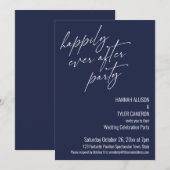 Invitation Fête Moderne de Mariage Heureux Réception Navy (Devant / Derrière)