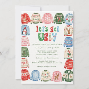 Invitation Fête moderne de Noël avec un pull moche