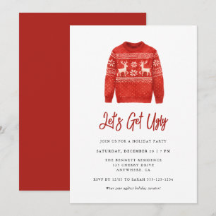 Invitation Fête moderne de Noël avec un T-shirt moche pour le