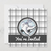 Invitation Fête moderne de patinage sur glace à tartan (Devant)