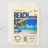 Invitation Fête Moderne de Plage Bleu Foncé (Devant)