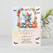 Invitation Fête moderne d'Halloween Renard Patch Citrouille P (Debout devant)