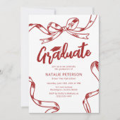 Invitation Fête moderne Doodle Red Bow Graduation (Devant)