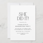 Invitation Fete Moderne Elle L'A Fait Photo Arch Graduation P (Devant)