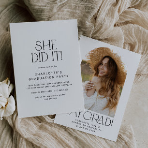 Invitation Fete Moderne Elle L'A Fait Photo Arch Graduation P