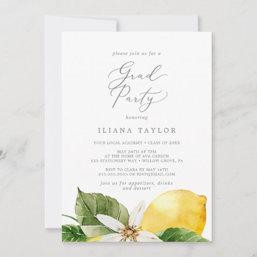 Invitation Fête moderne Lemon Garden (Devant)