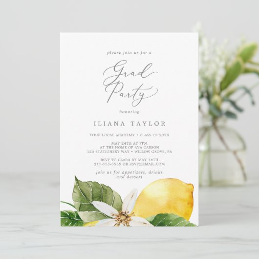 Invitation Fête moderne Lemon Garden (Debout devant)