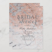 Invitation Fête Moderne Marbre Rose Tendance Doré Glamour (Devant / Derrière)