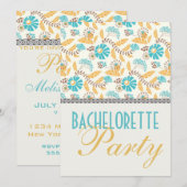 Invitation fête moderne moderne florale or bachelorette (Devant / Derrière)