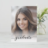 Invitation Fête moderne Noir et Blanc 4-Photo Graduation (Debout devant)