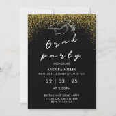 Invitation Fête moderne Noir et Blanc Script Grad (Devant)