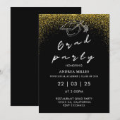 Invitation Fête moderne Noir et Blanc Script Grad (Devant / Derrière)