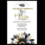 Invitation Fête moderne Noir et Or 21e anniversaire<br><div class="desc">Invitation moderne Black and Gold Daisy 21e anniversaire pour les femmes. Il Est Facile De Changer L'Exemple De Texte En Vous Propre En Cliquant Sur Personnaliser. Cliquez Sur Personnaliser/Modifier Avec L'Outil De Création Pour Modifier Le Type De Police, La Couleur De Police, La Taille De Police, Ou Pour Ajouter/Supprimer/Modifier Le...</div>