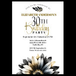 Invitation Fête moderne Noir et Or 30e anniversaire<br><div class="desc">Invitation moderne Black and Gold Daisy 30e anniversaire pour les femmes. Il Est Facile De Changer L'Exemple De Texte En Vous Propre En Cliquant Sur Personnaliser. Cliquez Sur Personnaliser/Modifier Avec L'Outil De Création Pour Modifier Le Type De Police, La Couleur De Police, La Taille De Police, Ou Pour Ajouter/Supprimer/Modifier Le...</div>