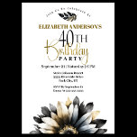 Invitation Fête moderne Noir et Or 40e anniversaire<br><div class="desc">Invitation moderne Black and Gold Daisy 40e anniversaire pour les femmes. Il Est Facile De Changer L'Exemple De Texte En Vous Propre En Cliquant Sur Personnaliser. Cliquez Sur Personnaliser/Modifier Avec L'Outil De Création Pour Modifier Le Type De Police, La Couleur De Police, La Taille De Police, Ou Pour Ajouter/Supprimer/Modifier Le...</div>