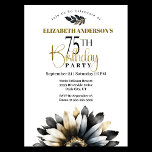 Invitation Fête moderne Noir et Or 75e anniversaire<br><div class="desc">Daisy Noir et Or Moderne 75e Anniversaire Invitation Pour Femmes. Il Est Facile De Changer L'Exemple De Texte En Vous Propre En Cliquant Sur Personnaliser. Cliquez Sur Personnaliser/Modifier Avec L'Outil De Création Pour Modifier Le Type De Police, La Couleur De Police, La Taille De Police, Ou Pour Ajouter/Supprimer/Modifier Le Texte...</div>