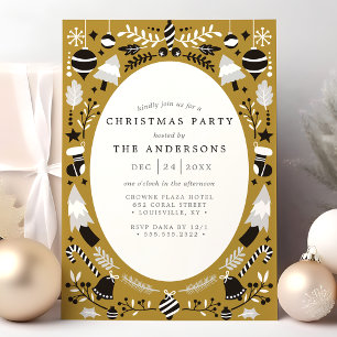 Invitation Fête Moderne Noir Or Fêtes de Noël Party de Noël