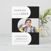 Invitation Fête moderne noire et blanche (Debout devant)