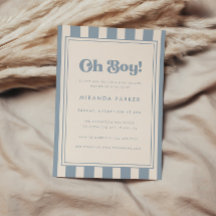 Fête Moderne "Oh Boy!" Rayée Bleue et Beige pour B