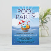 Invitation Fête Moderne Simple au Piscine (Debout devant)